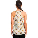 Watercolor Rooster Pattern Print Women's Racerback Tank Top