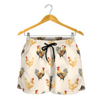 Watercolor Rooster Pattern Print Women's Shorts