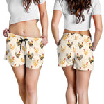 Watercolor Rooster Pattern Print Women's Shorts