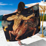 Watercolor Sagittarius Zodiac Sign Print Beach Sarong Wrap