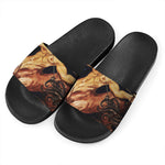 Watercolor Sagittarius Zodiac Sign Print Black Slide Sandals