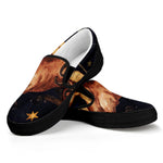 Watercolor Sagittarius Zodiac Sign Print Black Slip On Shoes