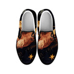 Watercolor Sagittarius Zodiac Sign Print Black Slip On Shoes