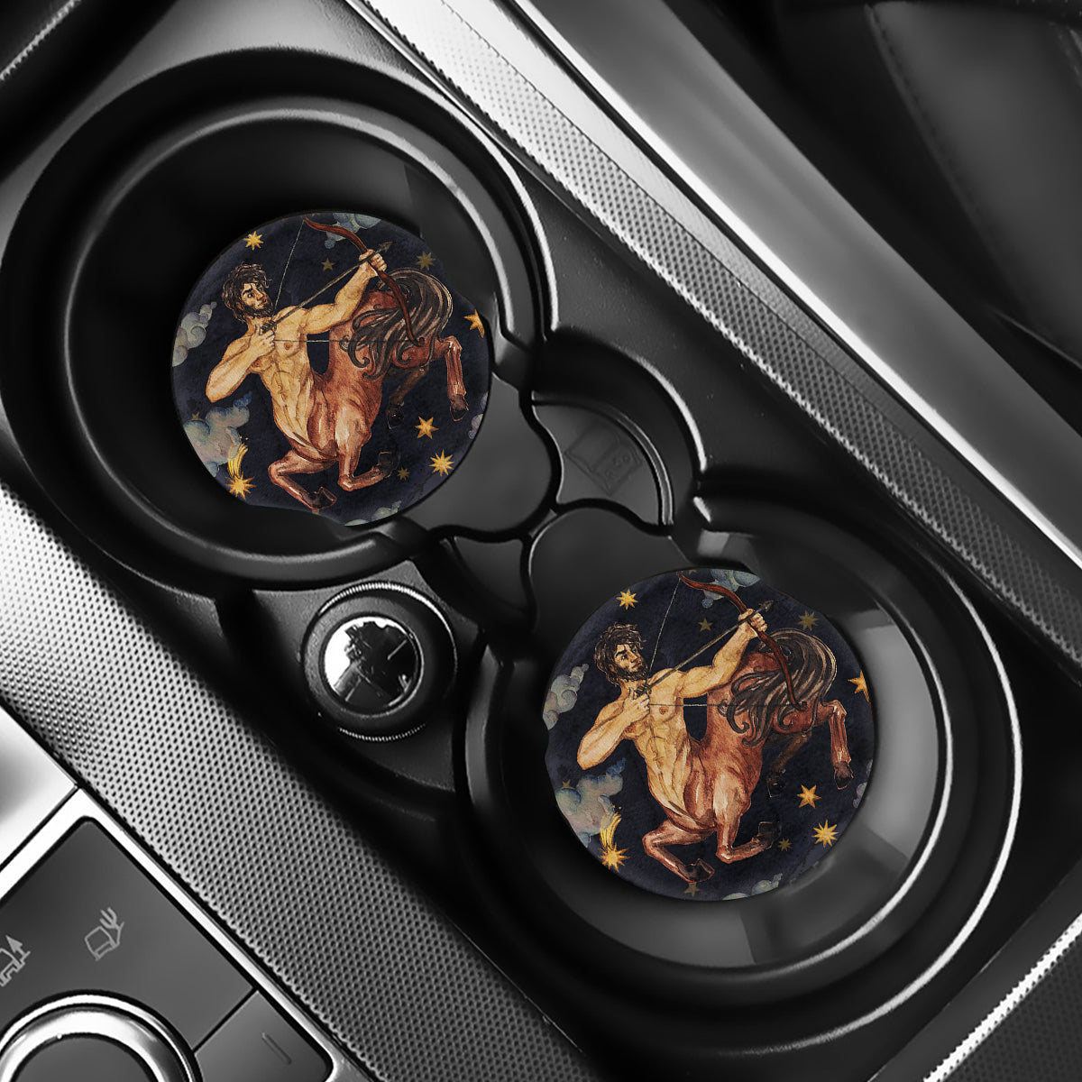 Watercolor Sagittarius Zodiac Sign Print Car Coasters