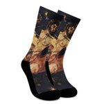 Watercolor Sagittarius Zodiac Sign Print Crew Socks
