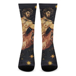 Watercolor Sagittarius Zodiac Sign Print Crew Socks