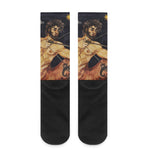Watercolor Sagittarius Zodiac Sign Print Crew Socks