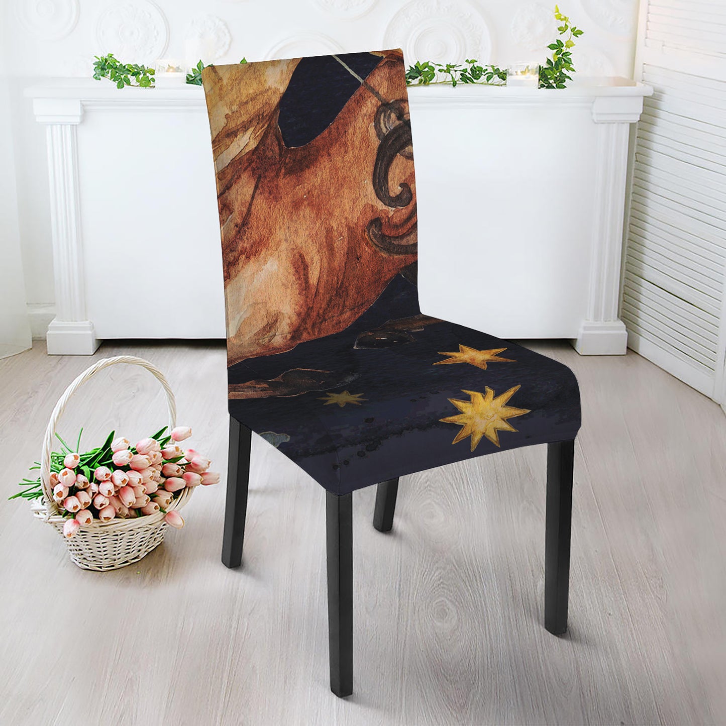 Watercolor Sagittarius Zodiac Sign Print Dining Chair Slipcover