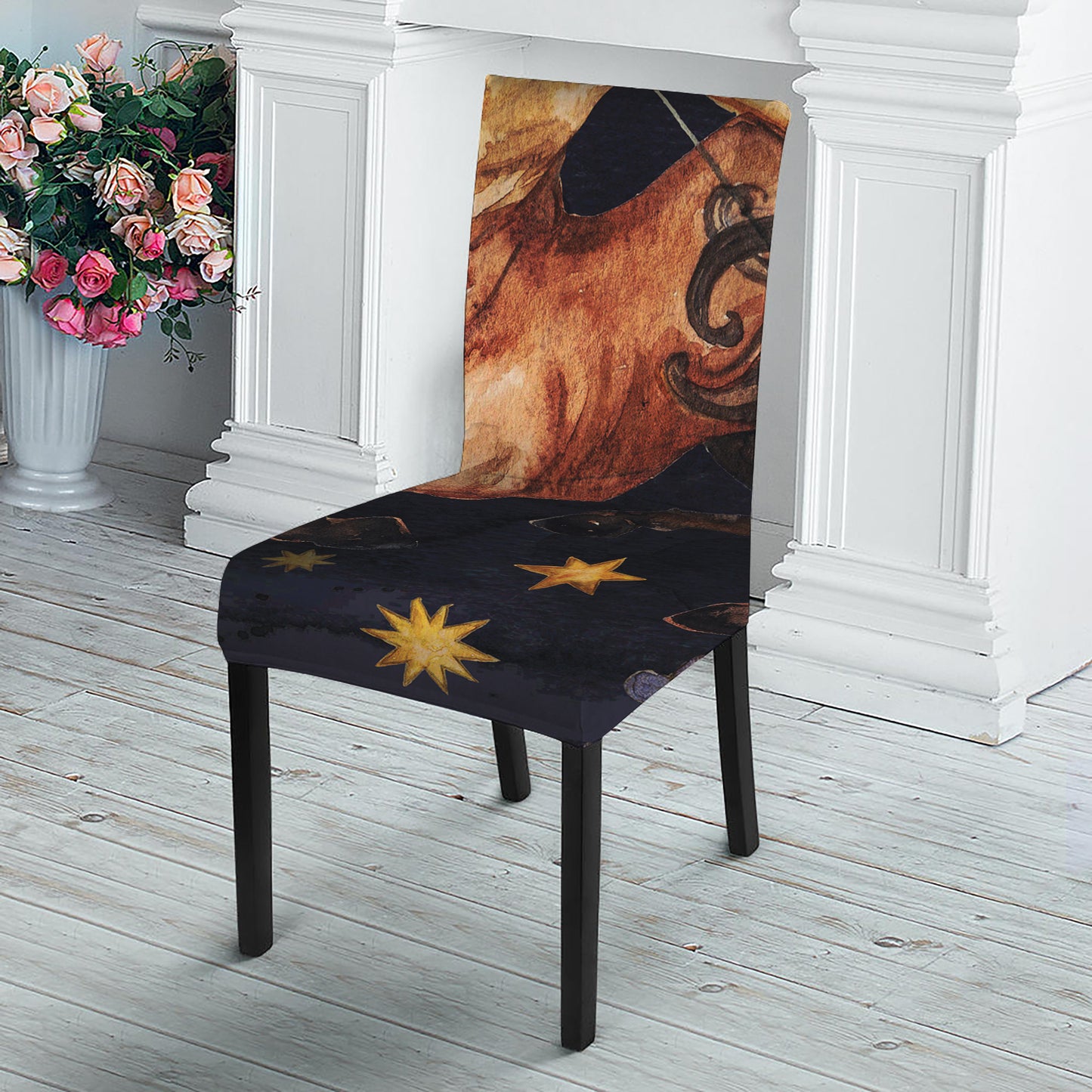 Watercolor Sagittarius Zodiac Sign Print Dining Chair Slipcover