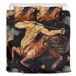 Watercolor Sagittarius Zodiac Sign Print Duvet Cover Bedding Set