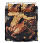 Watercolor Sagittarius Zodiac Sign Print Duvet Cover Bedding Set