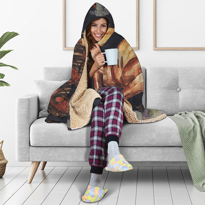 Watercolor Sagittarius Zodiac Sign Print Hooded Blanket