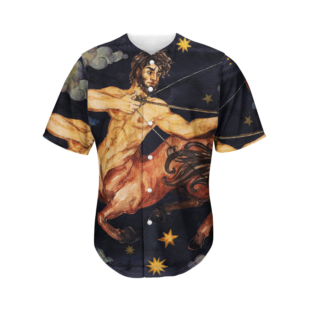 Watercolor Sagittarius Zodiac Sign Print Men's Baseball Jersey
