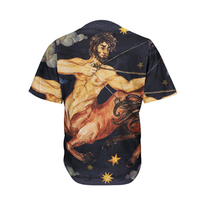 Watercolor Sagittarius Zodiac Sign Print Men's Baseball Jersey