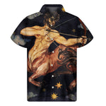 Watercolor Sagittarius Zodiac Sign Print Men's Short Sleeve Shirt