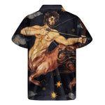Watercolor Sagittarius Zodiac Sign Print Men's Short Sleeve Shirt