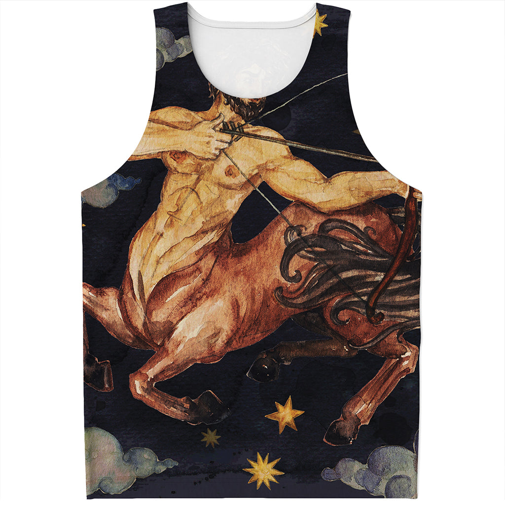 Watercolor Sagittarius Zodiac Sign Print Men's Tank Top