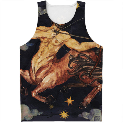 Watercolor Sagittarius Zodiac Sign Print Men's Tank Top