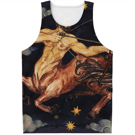 Watercolor Sagittarius Zodiac Sign Print Men's Tank Top