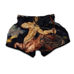 Watercolor Sagittarius Zodiac Sign Print Muay Thai Boxing Shorts