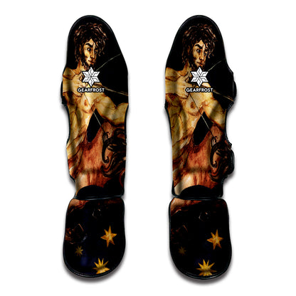 Watercolor Sagittarius Zodiac Sign Print Muay Thai Shin Guard