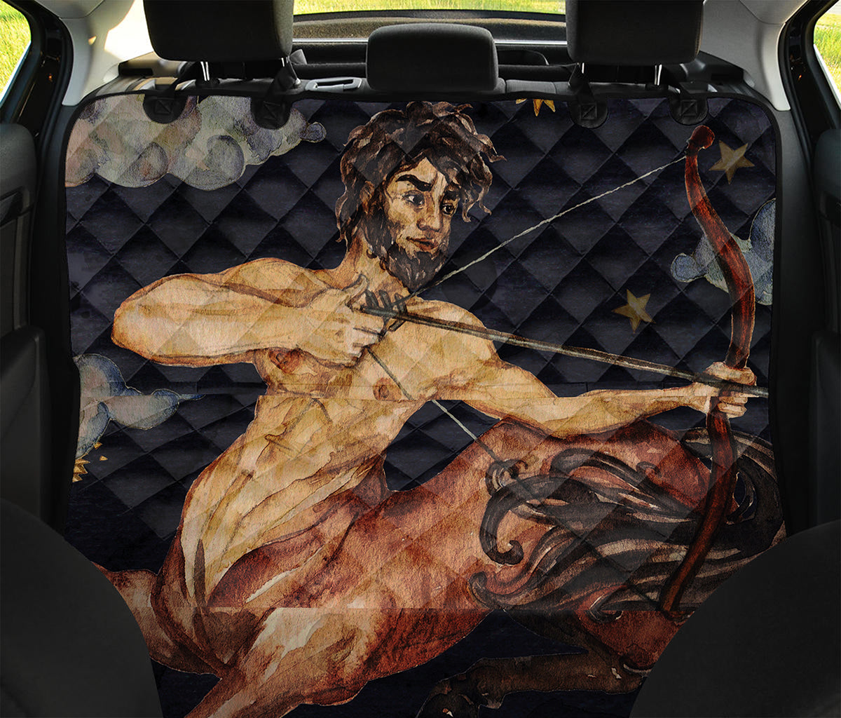 Watercolor Sagittarius Zodiac Sign Print Pet Car Back Seat Cover