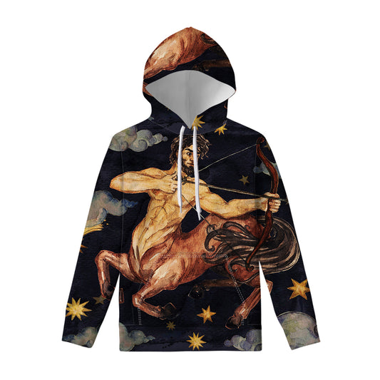 Watercolor Sagittarius Zodiac Sign Print Pullover Hoodie
