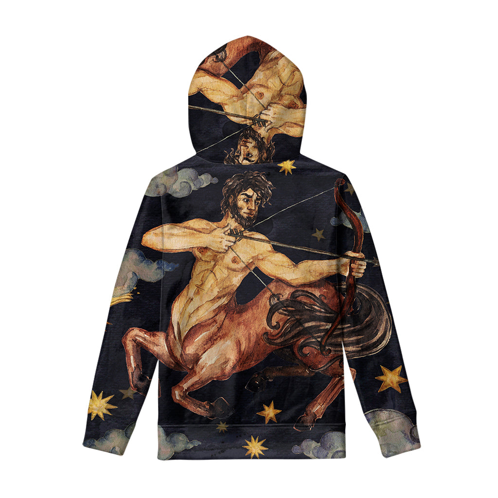 Watercolor Sagittarius Zodiac Sign Print Pullover Hoodie