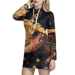 Watercolor Sagittarius Zodiac Sign Print Pullover Hoodie Dress
