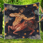 Watercolor Sagittarius Zodiac Sign Print Quilt