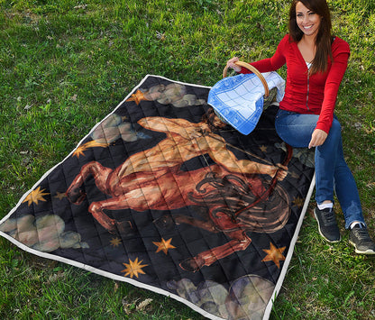 Watercolor Sagittarius Zodiac Sign Print Quilt