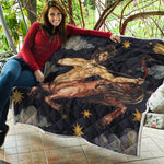 Watercolor Sagittarius Zodiac Sign Print Quilt