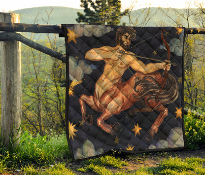 Watercolor Sagittarius Zodiac Sign Print Quilt