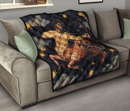 Watercolor Sagittarius Zodiac Sign Print Quilt