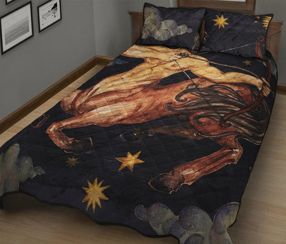 Watercolor Sagittarius Zodiac Sign Print Quilt Bed Set