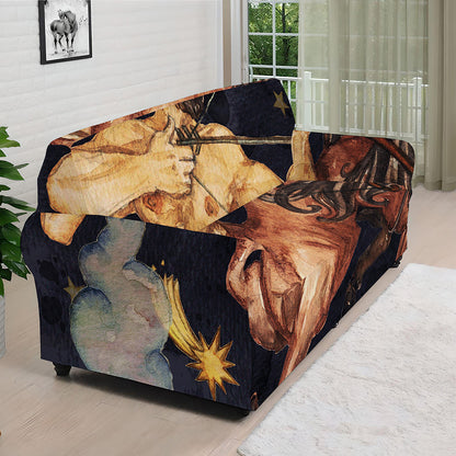 Watercolor Sagittarius Zodiac Sign Print Sofa Cover