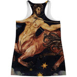 Watercolor Sagittarius Zodiac Sign Print Women's Racerback Tank Top