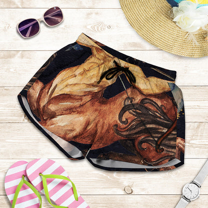Watercolor Sagittarius Zodiac Sign Print Women's Shorts