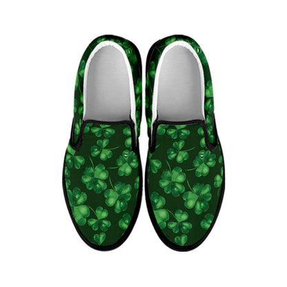 Watercolor Saint Patrick's Day Print Black Slip On Shoes