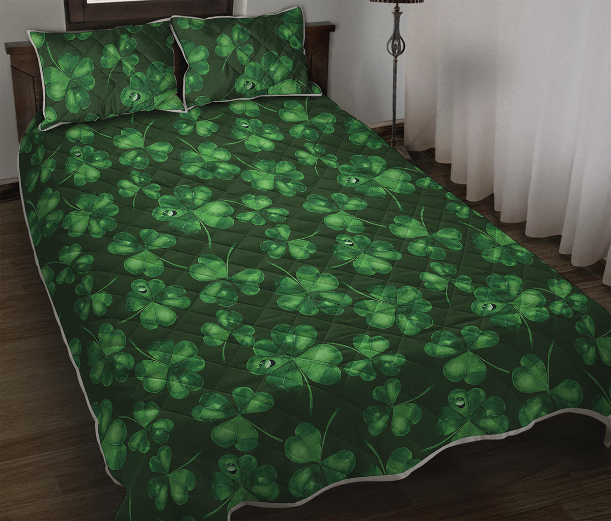 Watercolor Saint Patrick's Day Print Quilt Bed Set