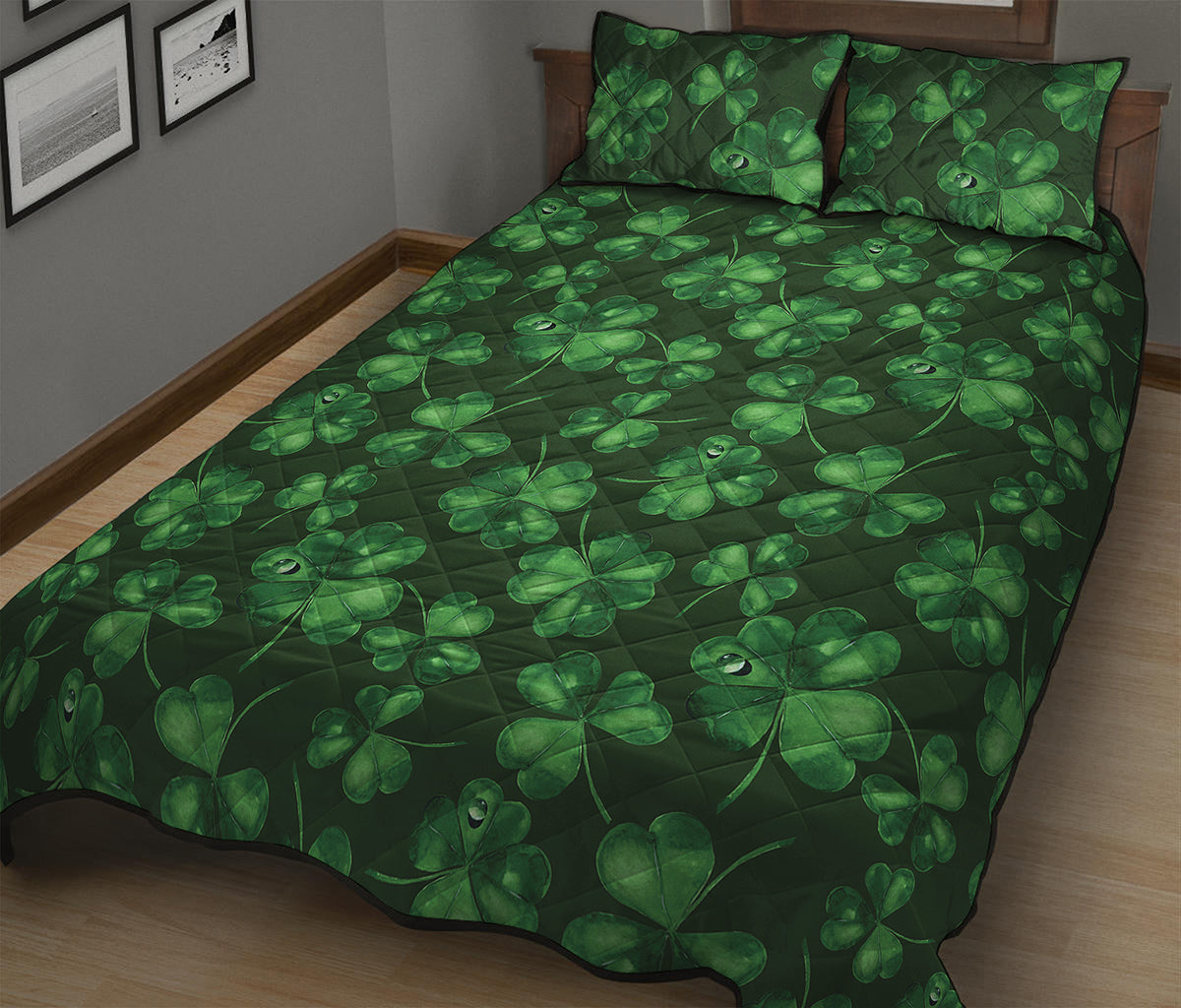 Watercolor Saint Patrick's Day Print Quilt Bed Set