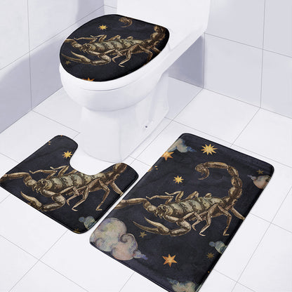 Watercolor Scorpio Zodiac Sign Print 3 Piece Bath Mat Set