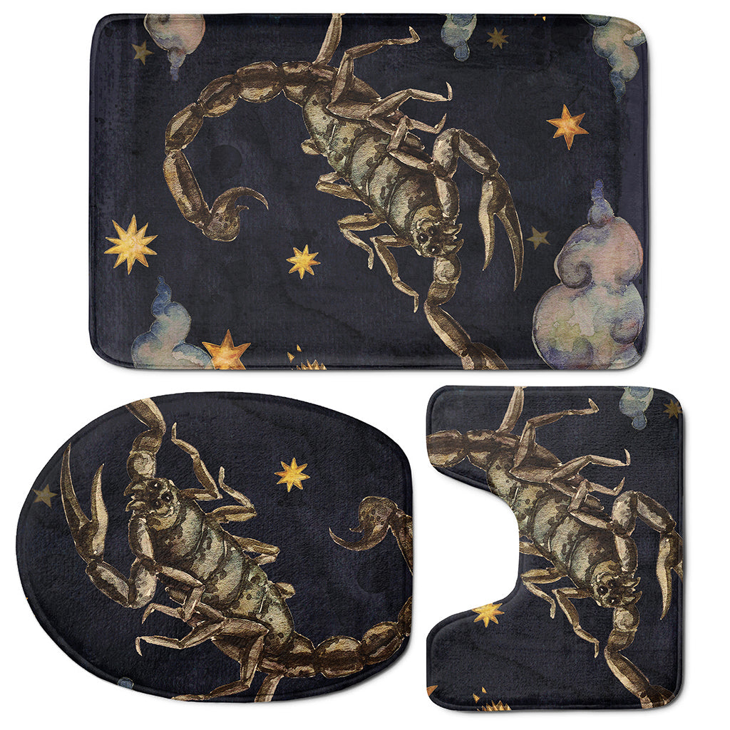 Watercolor Scorpio Zodiac Sign Print 3 Piece Bath Mat Set