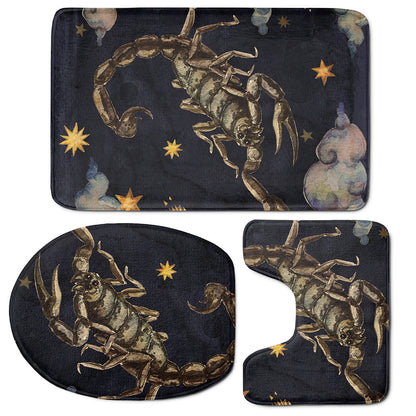 Watercolor Scorpio Zodiac Sign Print 3 Piece Bath Mat Set