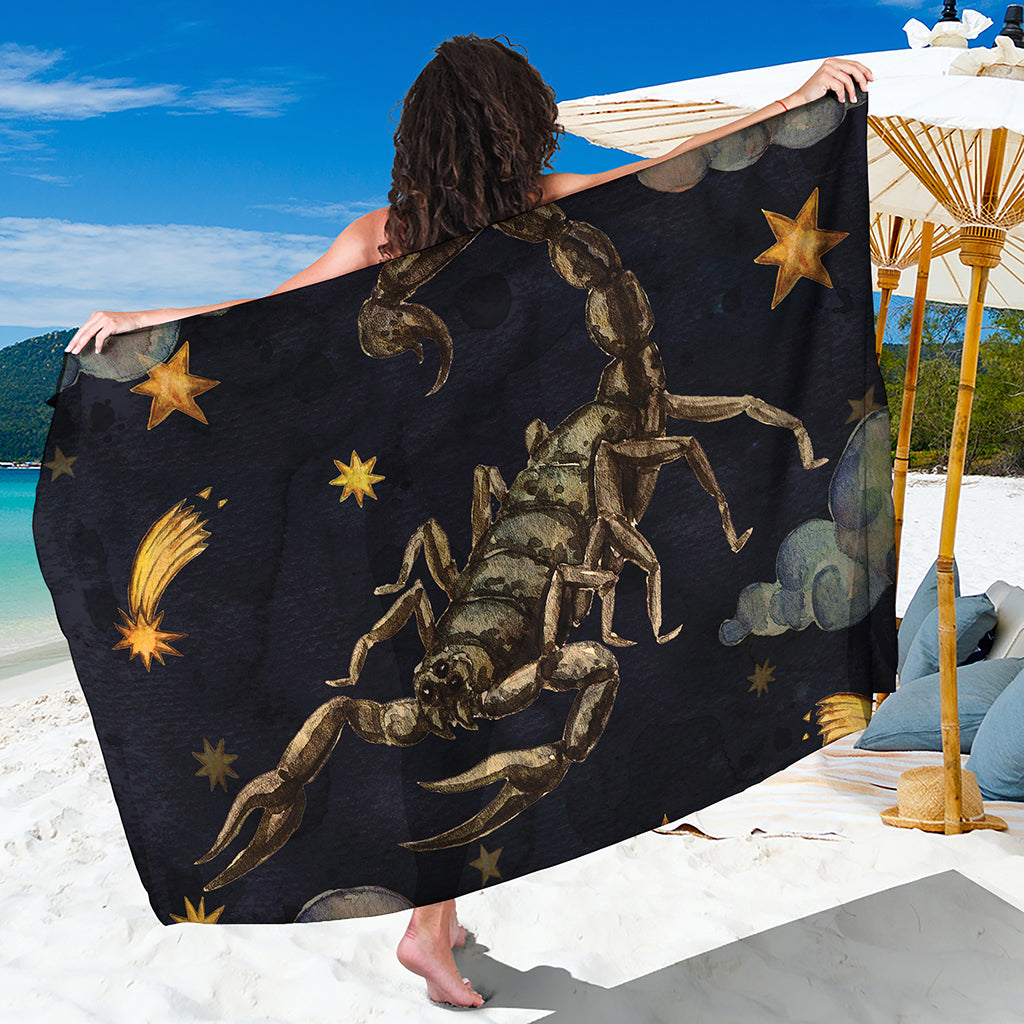 Watercolor Scorpio Zodiac Sign Print Beach Sarong Wrap