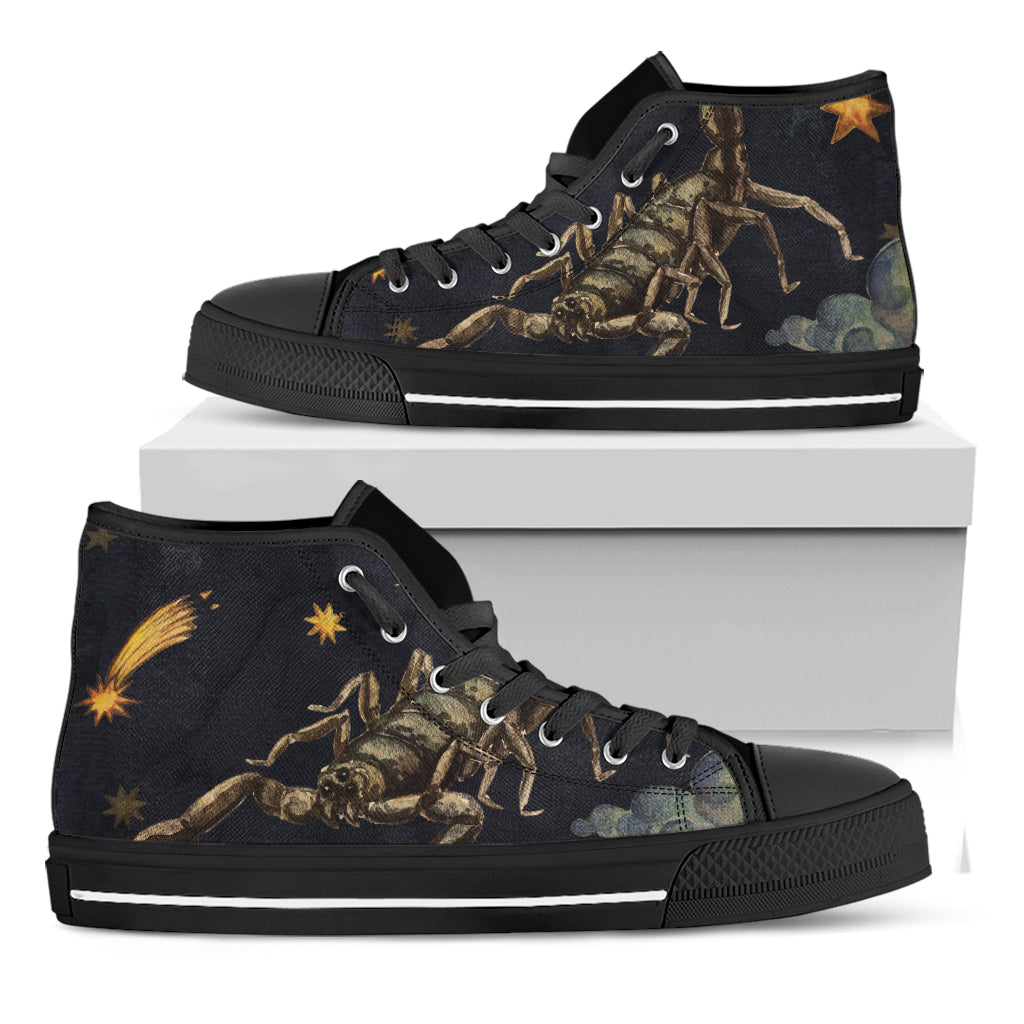 Watercolor Scorpio Zodiac Sign Print Black High Top Shoes