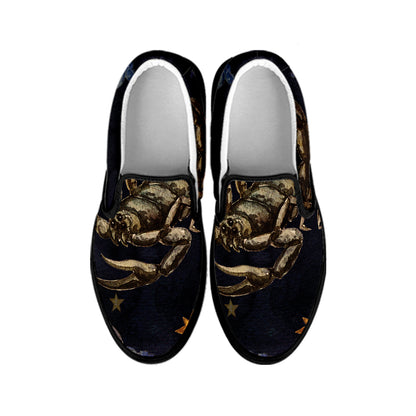 Watercolor Scorpio Zodiac Sign Print Black Slip On Shoes
