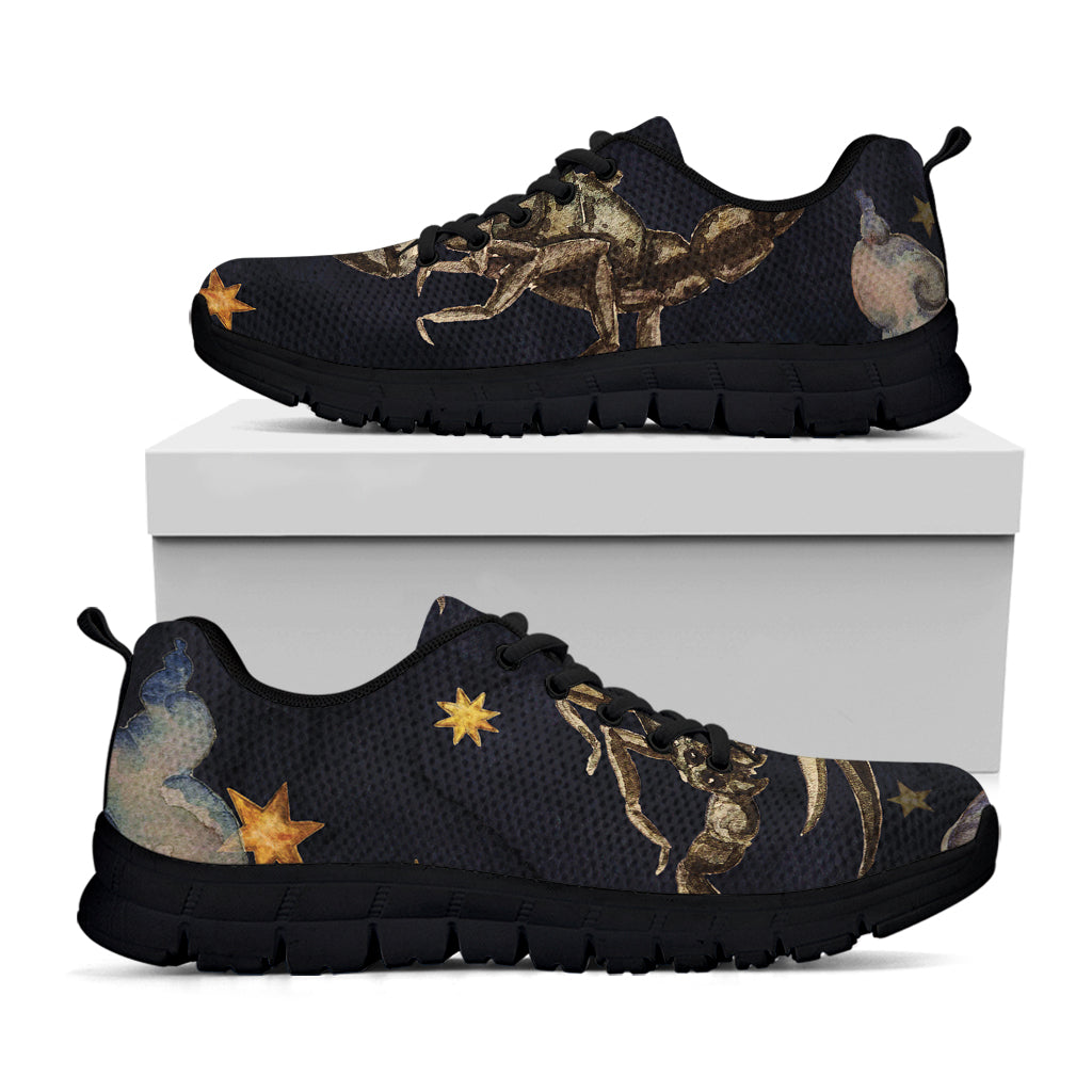 Watercolor Scorpio Zodiac Sign Print Black Sneakers