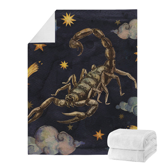 Watercolor Scorpio Zodiac Sign Print Blanket