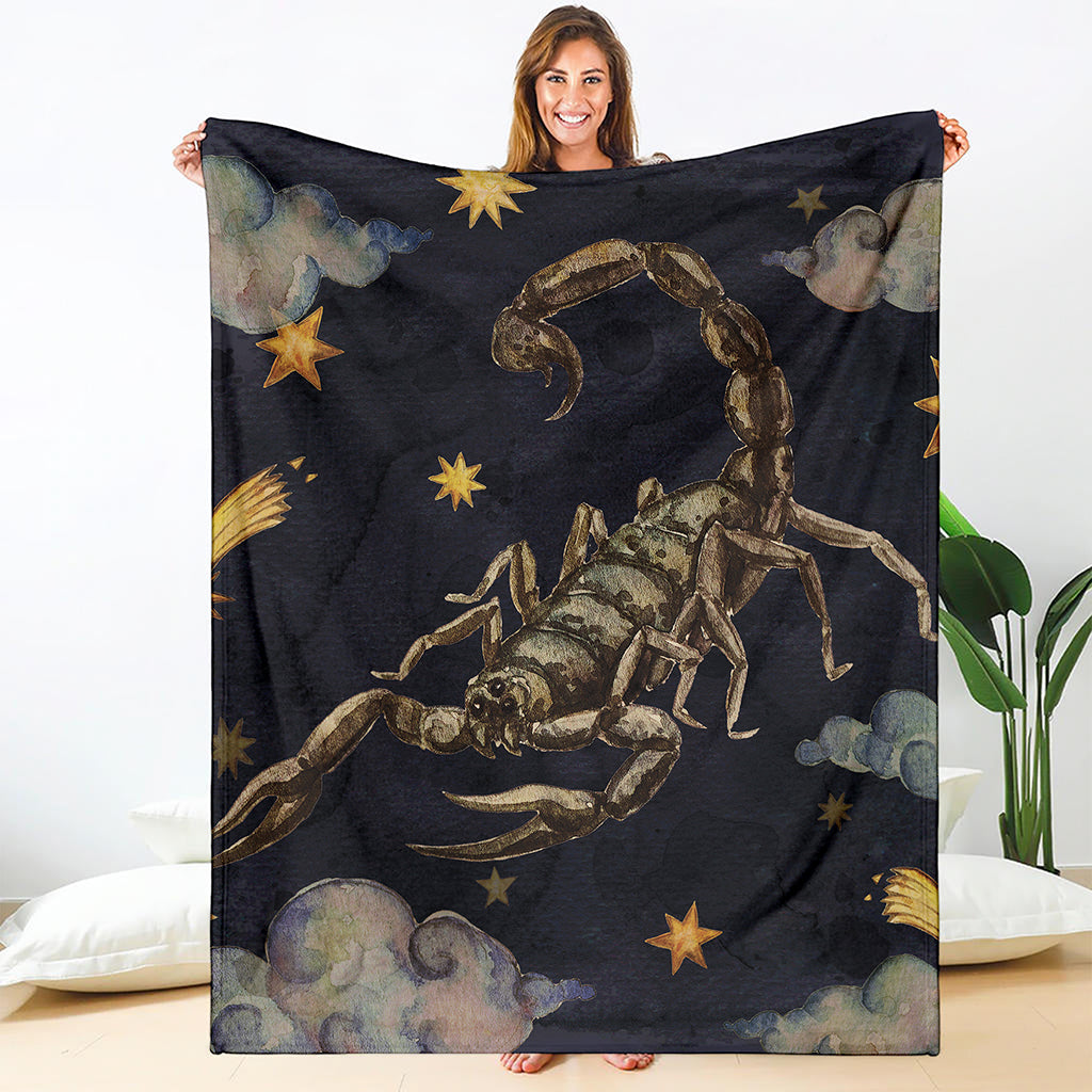 Watercolor Scorpio Zodiac Sign Print Blanket